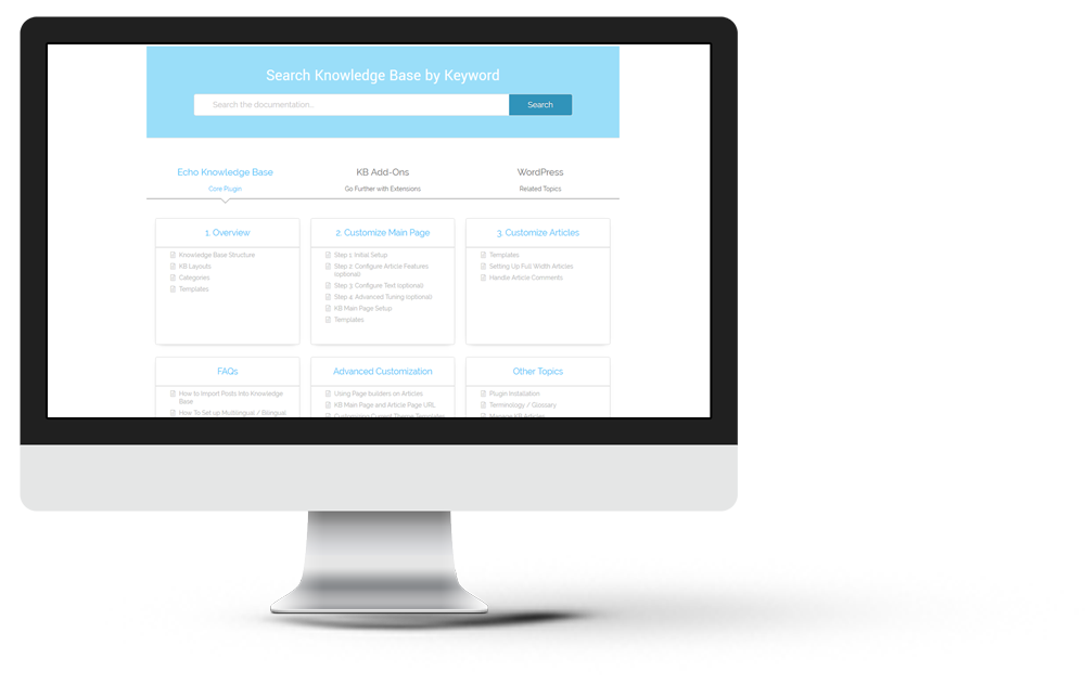 How Knowledge Base Main Page looks like Knowledge Base Home Page