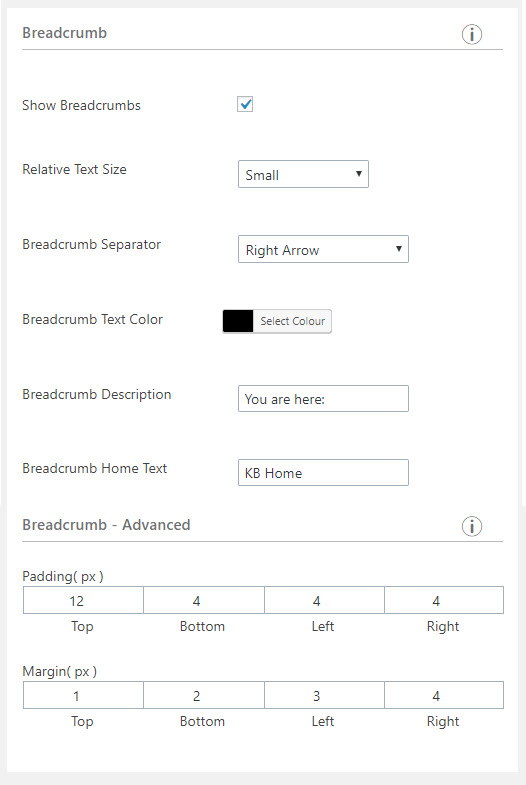 Breadcrumb Settings Breadcrumb Settings