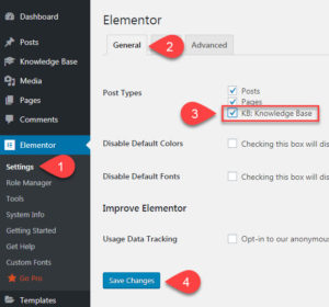 Elementor Setup - Echo Knowledge Base