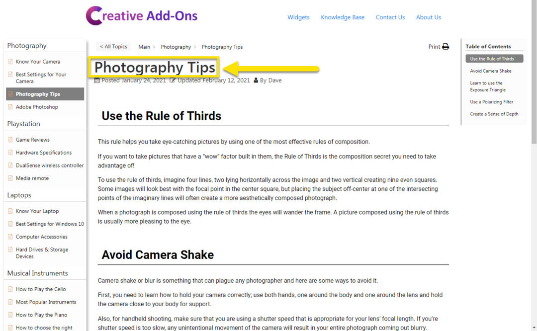 Article Title - Echo Knowledge Base