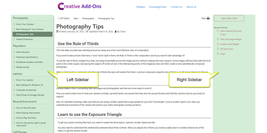Left and Right Sidebar Example