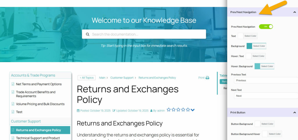Previous / Next Page Navigation - Echo Knowledge Base
