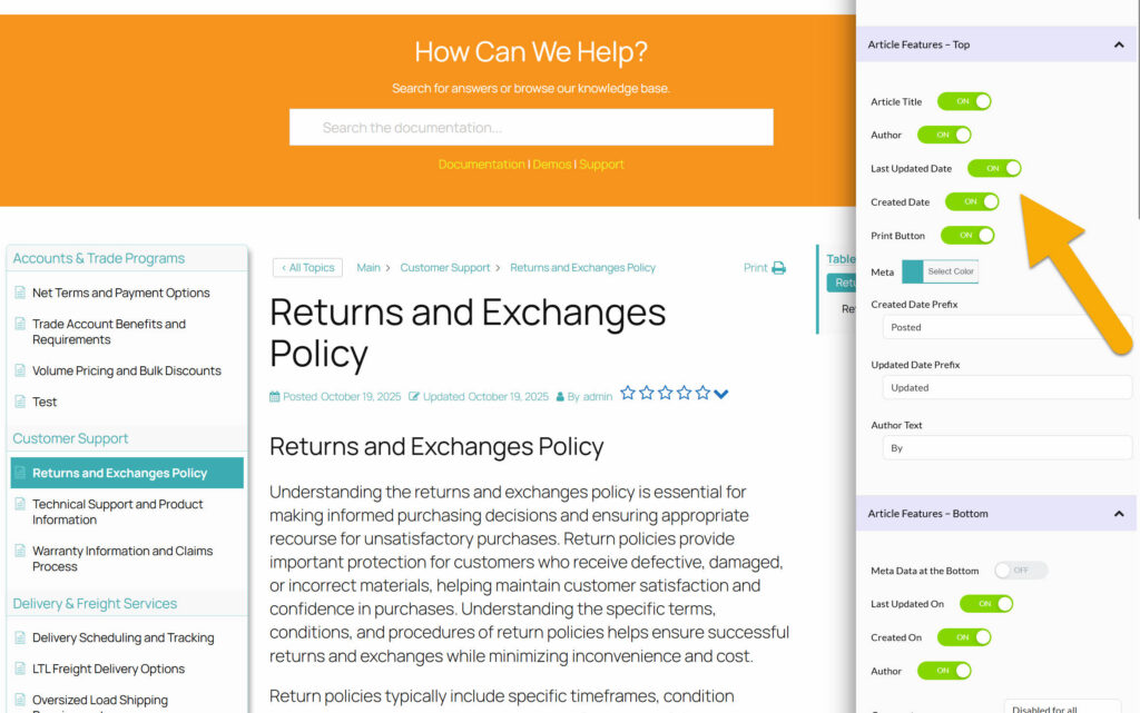 Article Layout - Echo Knowledge Base