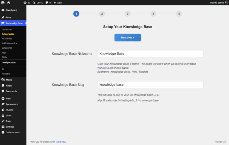 1. Setup Knowledge Base - Echo Knowledge Base