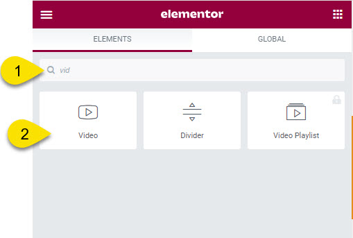 Using Elementor to add Video Widget