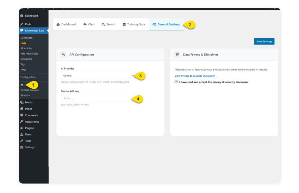 Step 1 - Setup AI Provider and AI Key - Echo Knowledge Base