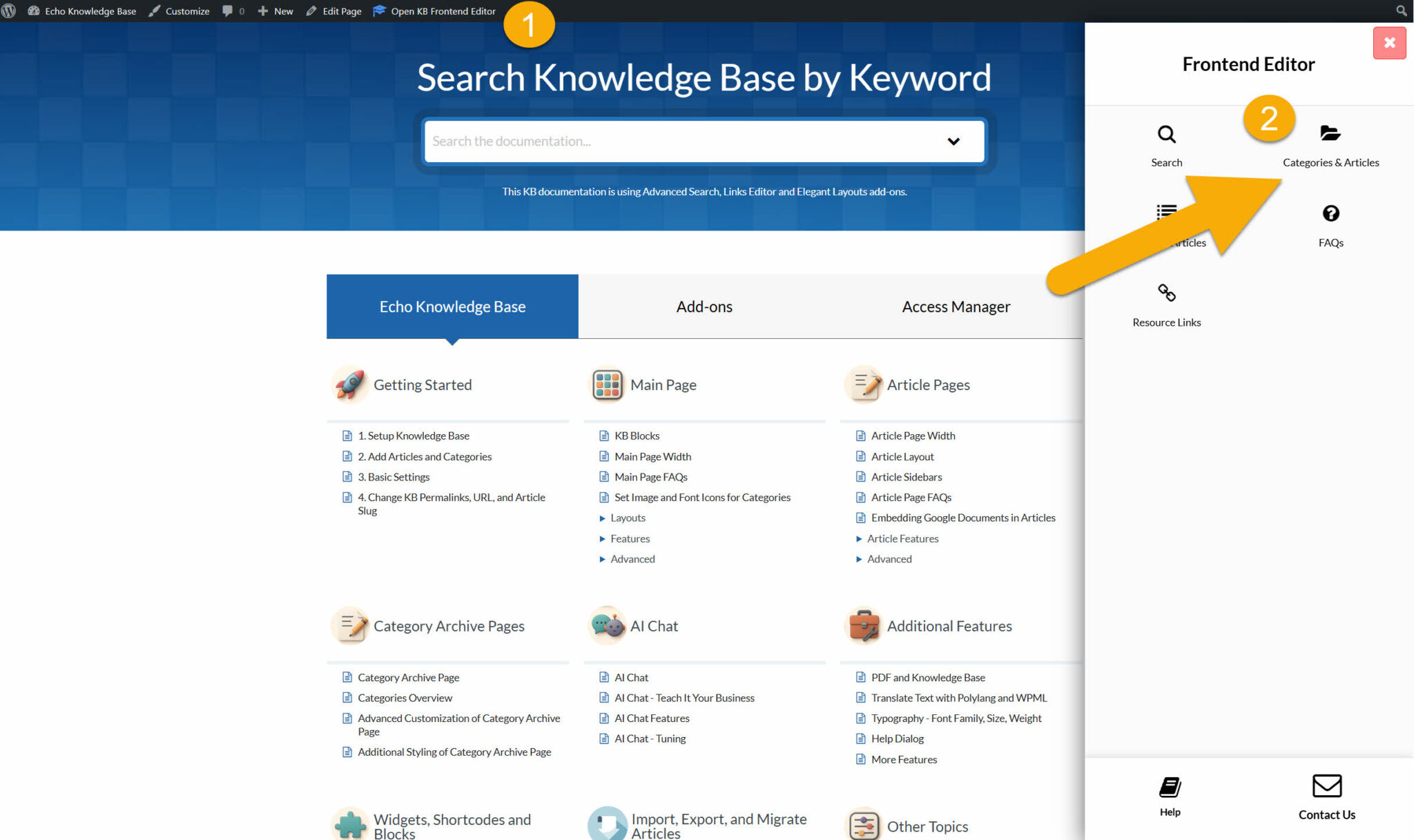 Categories and Articles - Echo Knowledge Base