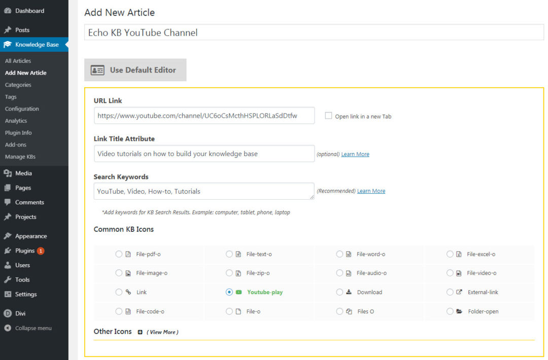 Links Editor - Echo Knowledge Base