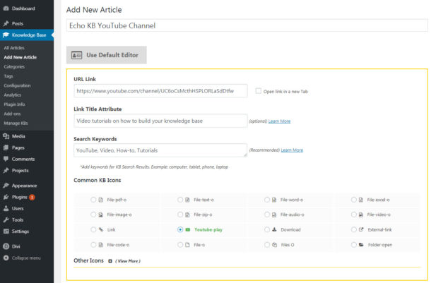 Links Editor - Echo Knowledge Base