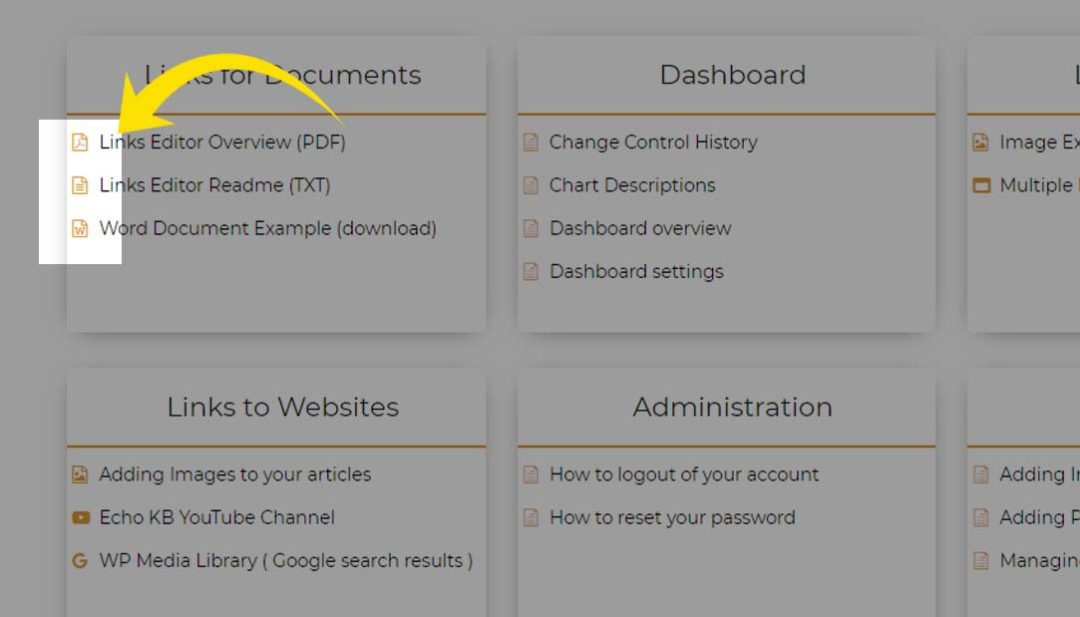 Links Editor - Echo Knowledge Base